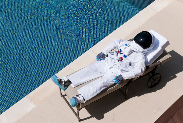 Astronaut Taking A Break From A Hard Day Of Work Underwater