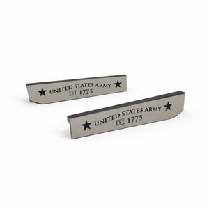 Two United States Army logo blades for Allegiant eyewear on a white background