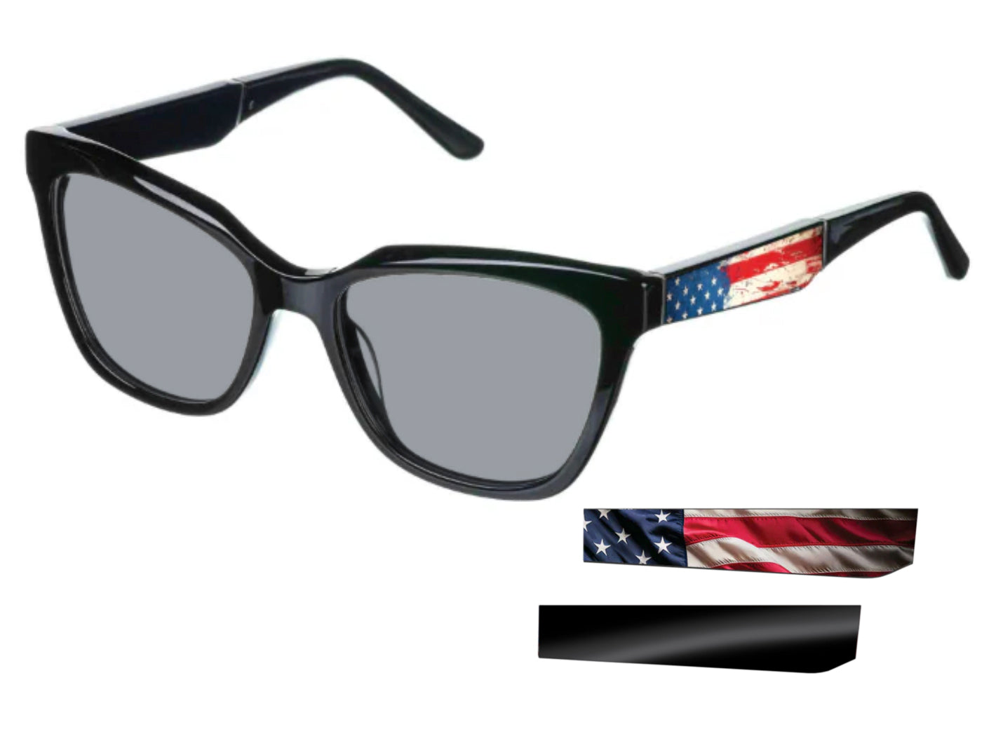 Stars on Blue Flag Sunglasses - Black