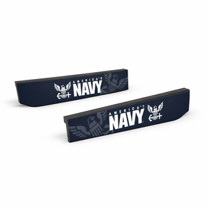 Two navy blue blades with 'America's Navy' text and logo on a white background