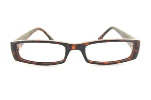 Frame of Choice Peppy rectangular eyeglass frames in tortoise, front view on white background