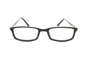 Frame of Choice R-5A rectangular eyeglass frames in black, front view on white background