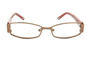 Image of Debauch London 1909 Eyeglass Frames featuring red rectangular metal and plastic design, complemented with CR-39 Plastic single vision prescription lenses, front view